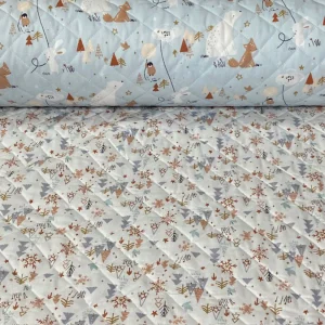 Tissu coton matelassé réversible pour enfants, Zamzam/Enide bleu 50cm