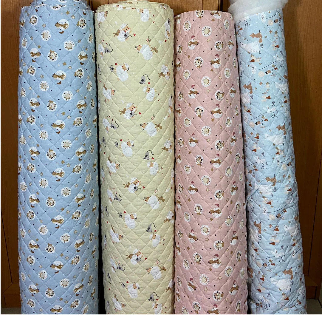 Tissu coton matelassé réversible pour enfants, Hopla/Grege/Celadon, 50cm – Image 8