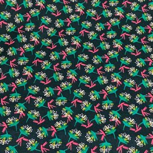 Tissu coton Ombilo cyprès/émeraude, imprimé floral, tissu Domotex, 50cm