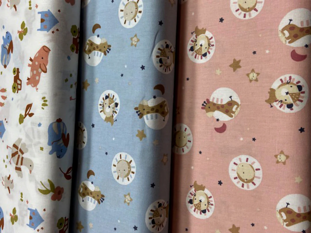 Tissu coton Bloubi poudre/caramel, tissu Domotex, 50cm – Image 6