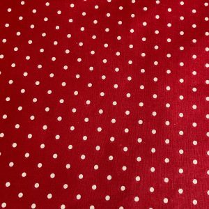 Tissu coton rouge imprimé pois blancs, 25cm