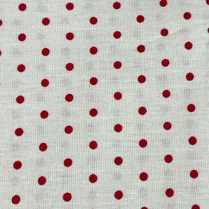 Tissu coton beige imprimé pois rouges, 25cm