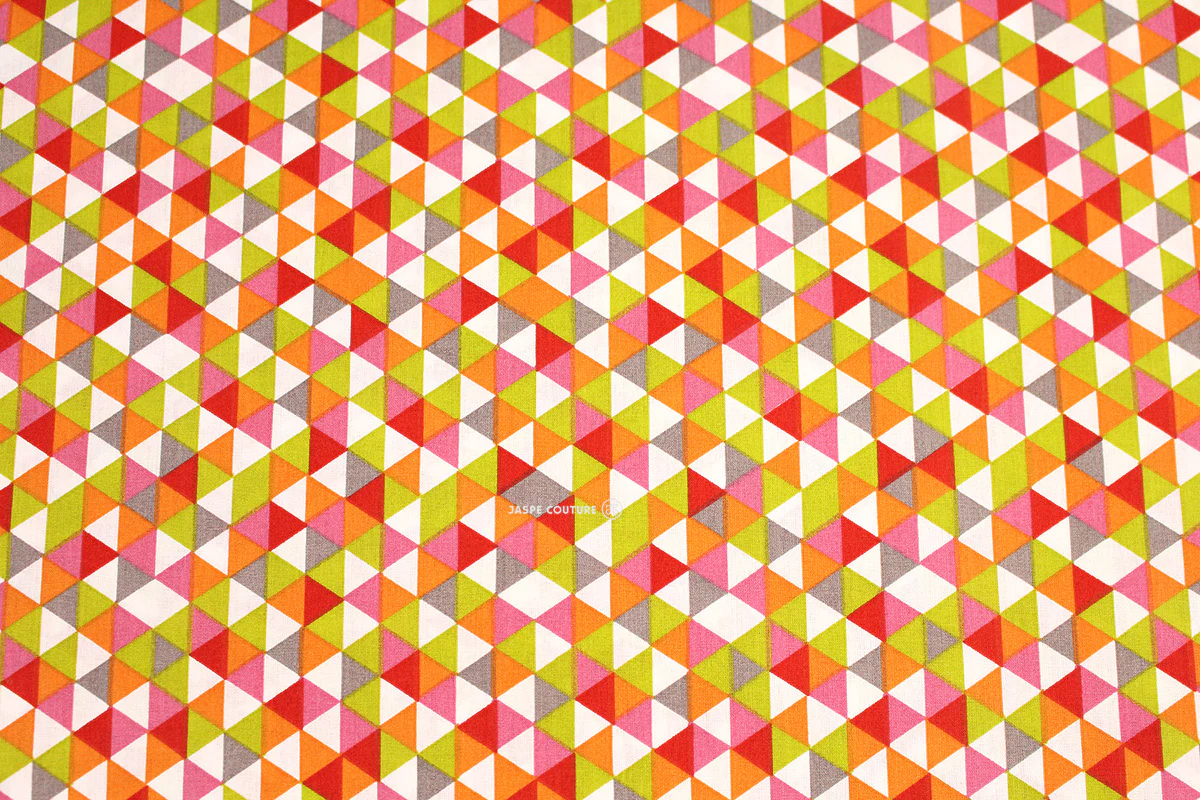 Tissu coton rose anis 100% coton laize 150cm, motifs géométriques, 50cm – Image 2