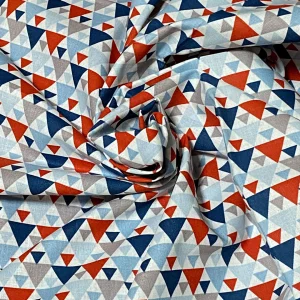 Tissu coton Tigaya bleu rouge 100% coton, 50cm