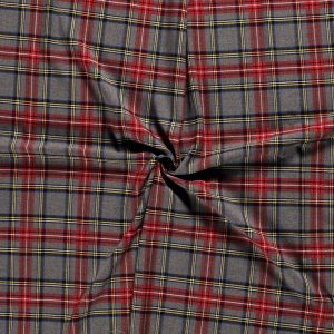 Tissu écossais à carreaux, tissu tartan, Col rouge/gris, 50cm