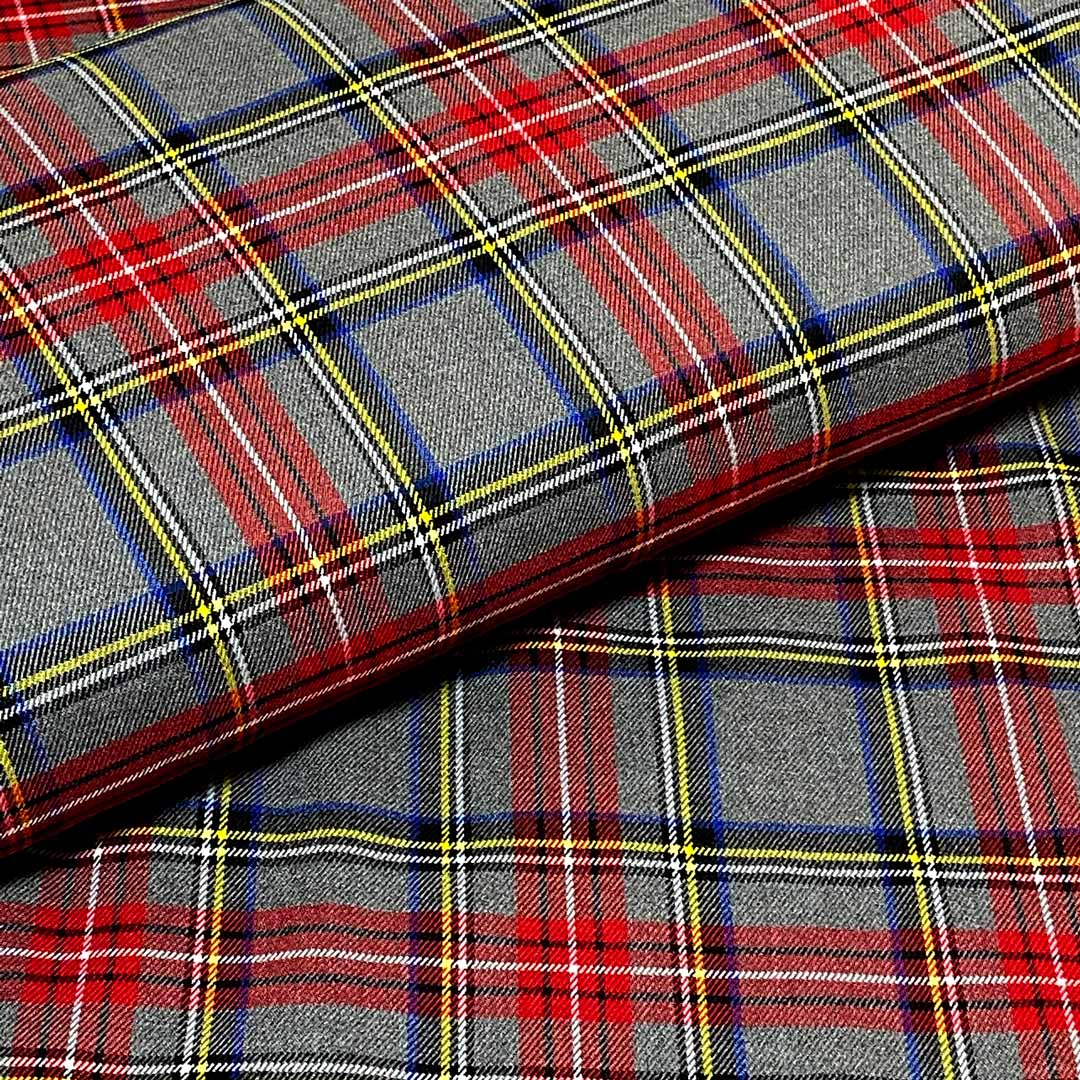 Tissu écossais à carreaux, tissu tartan, Col rouge/gris, 50cm – Image 4