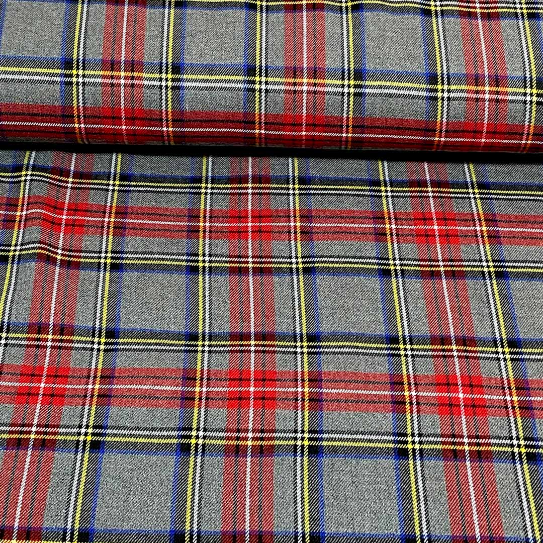 Tissu écossais à carreaux, tissu tartan, Col rouge/gris, 50cm – Image 3