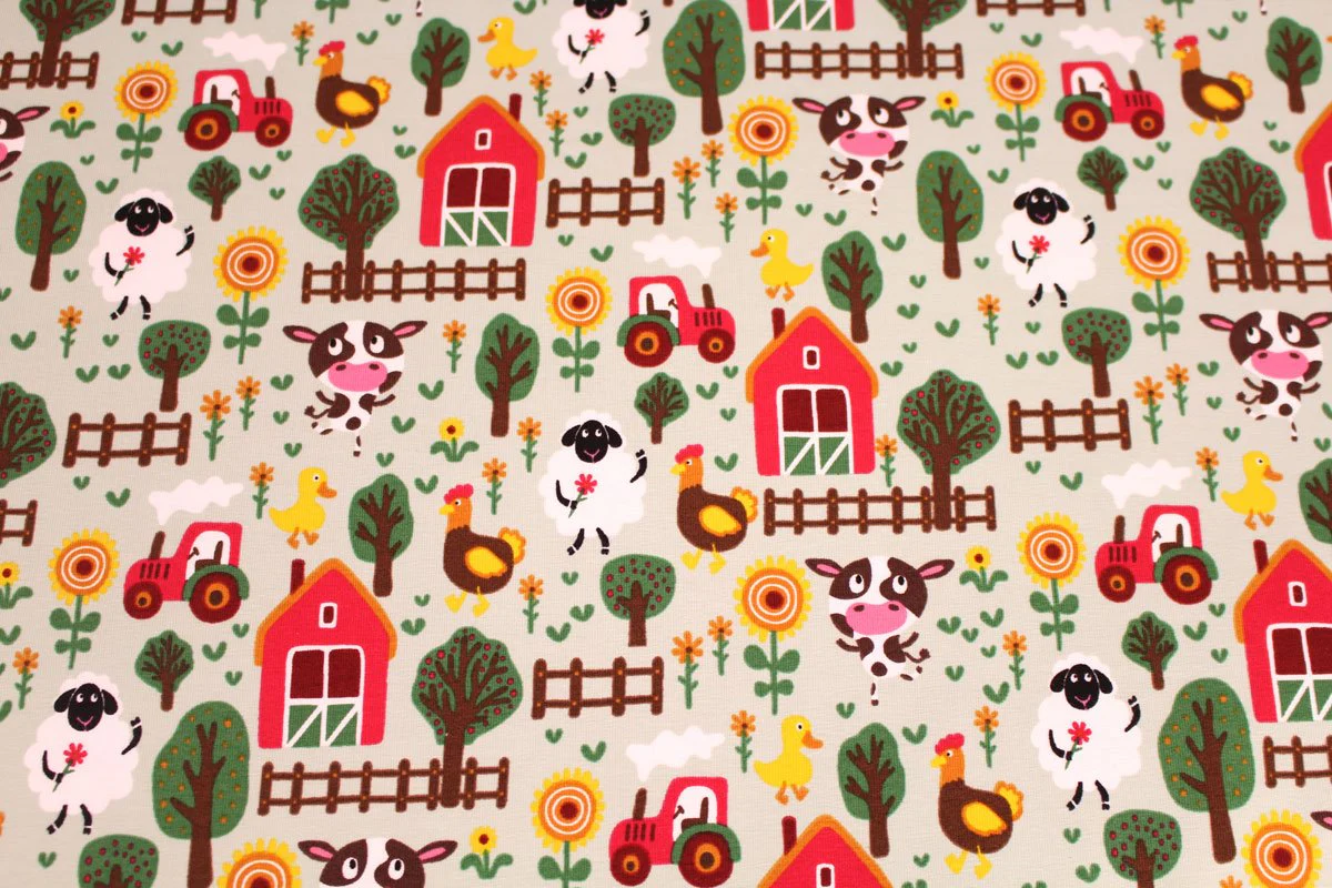 Tissu jersey pour enfants, motifs voitures, arbres, animaux, 50cm – Image 2