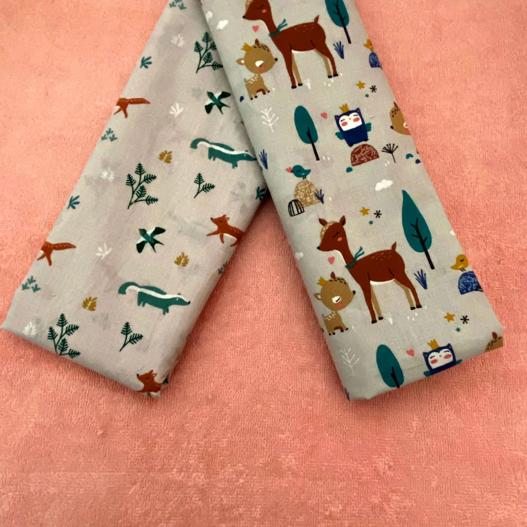 Tissu coton imprimé pour enfants, motifs blaireau, renards, hirondelles, 50cm – Image 6