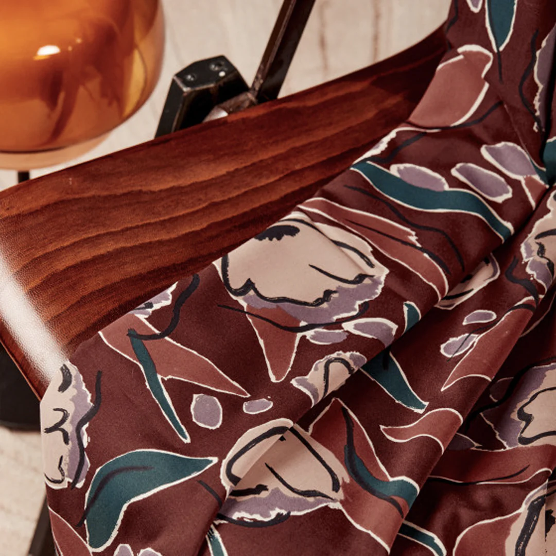 Tissu viscose Peony Rust, création française, Atelier Brunette 10cm – Image 2