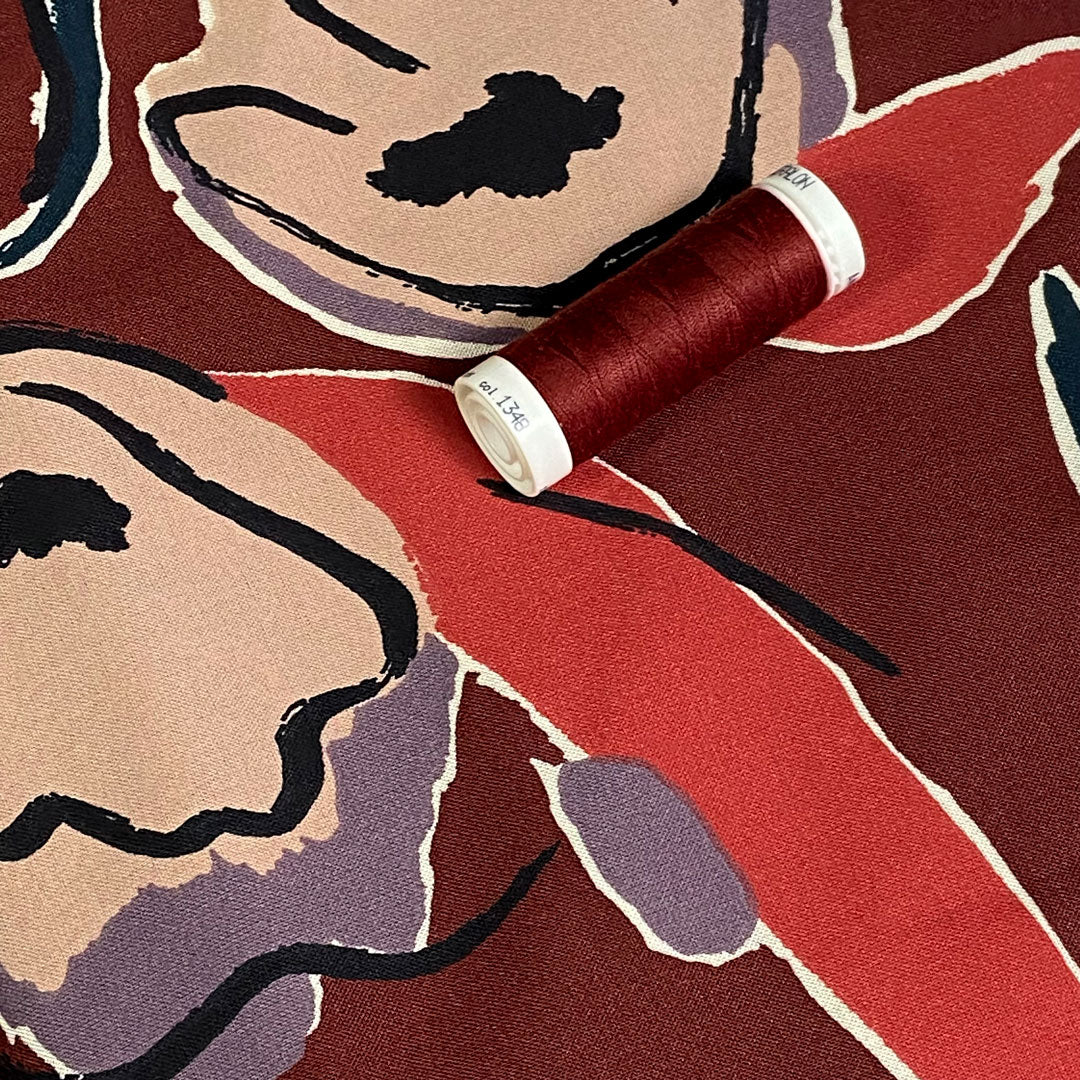 Tissu viscose Peony Rust, création française, Atelier Brunette 10cm – Image 7