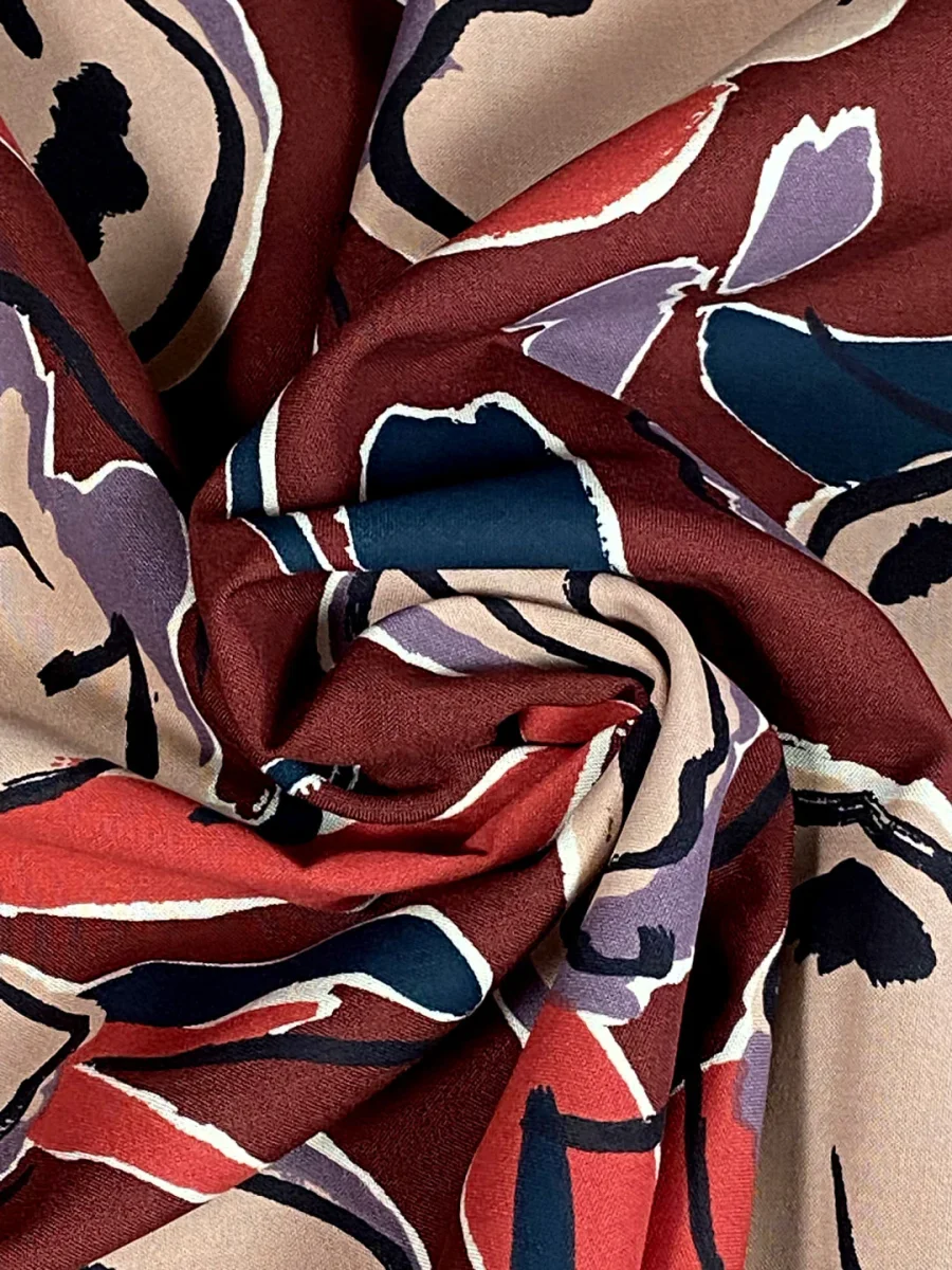 Tissu viscose Peony Rust, création française, Atelier Brunette 10cm – Image 5