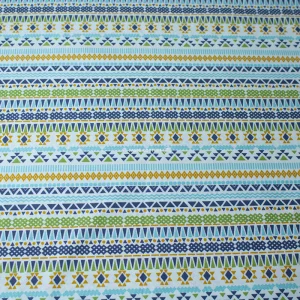 Tissu coton imprimé pour enfants, tissu motifs aztèque, bleu, 50cm