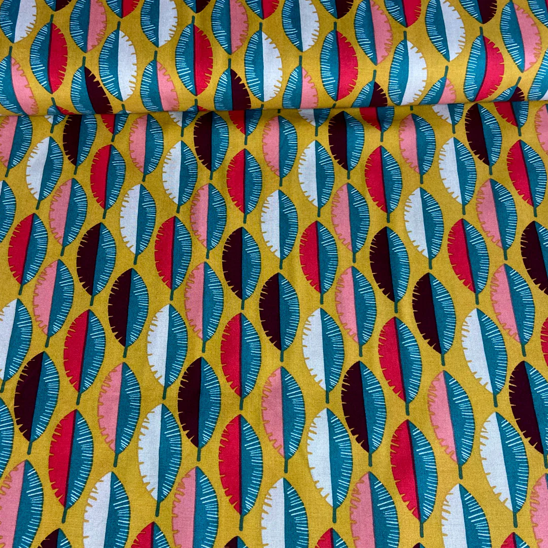 Tissu viscose Gofao moutarde made in France, 50cm – Image 2