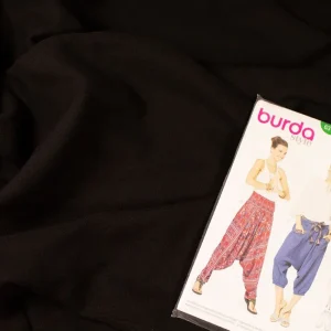 Tissu coton noir, Tissu fin et léger, fabrication française