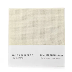 Toile Aïda 40x45cm écru, 5,5, toile de coton pour point de croix
