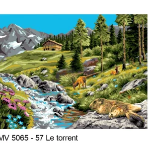 Toile canevas à broder, Luc Créations, Le torrent, 50x65