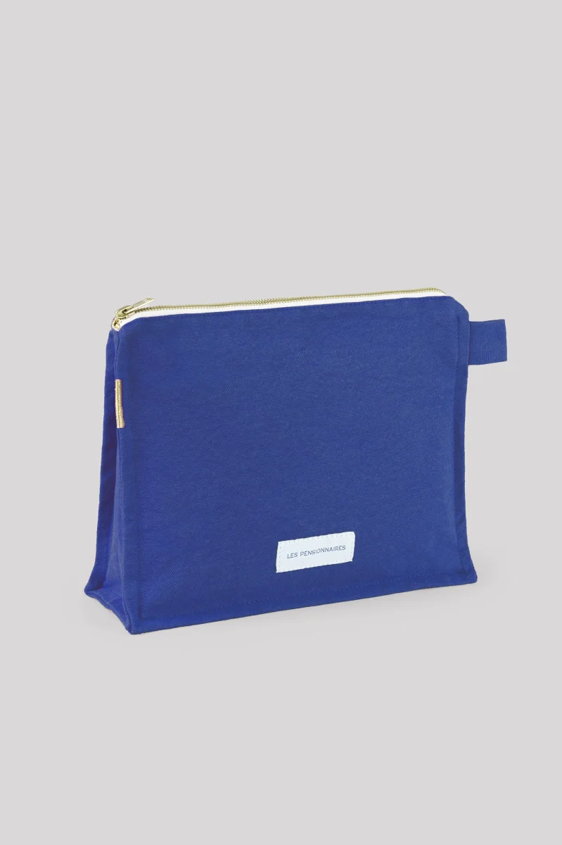 Trousse de toilette bleu outremer en épaisse toile de coton bio – Image 3