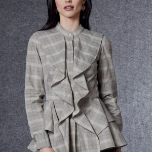 Patron de blouse ajustée à col droit, Vogue 1728