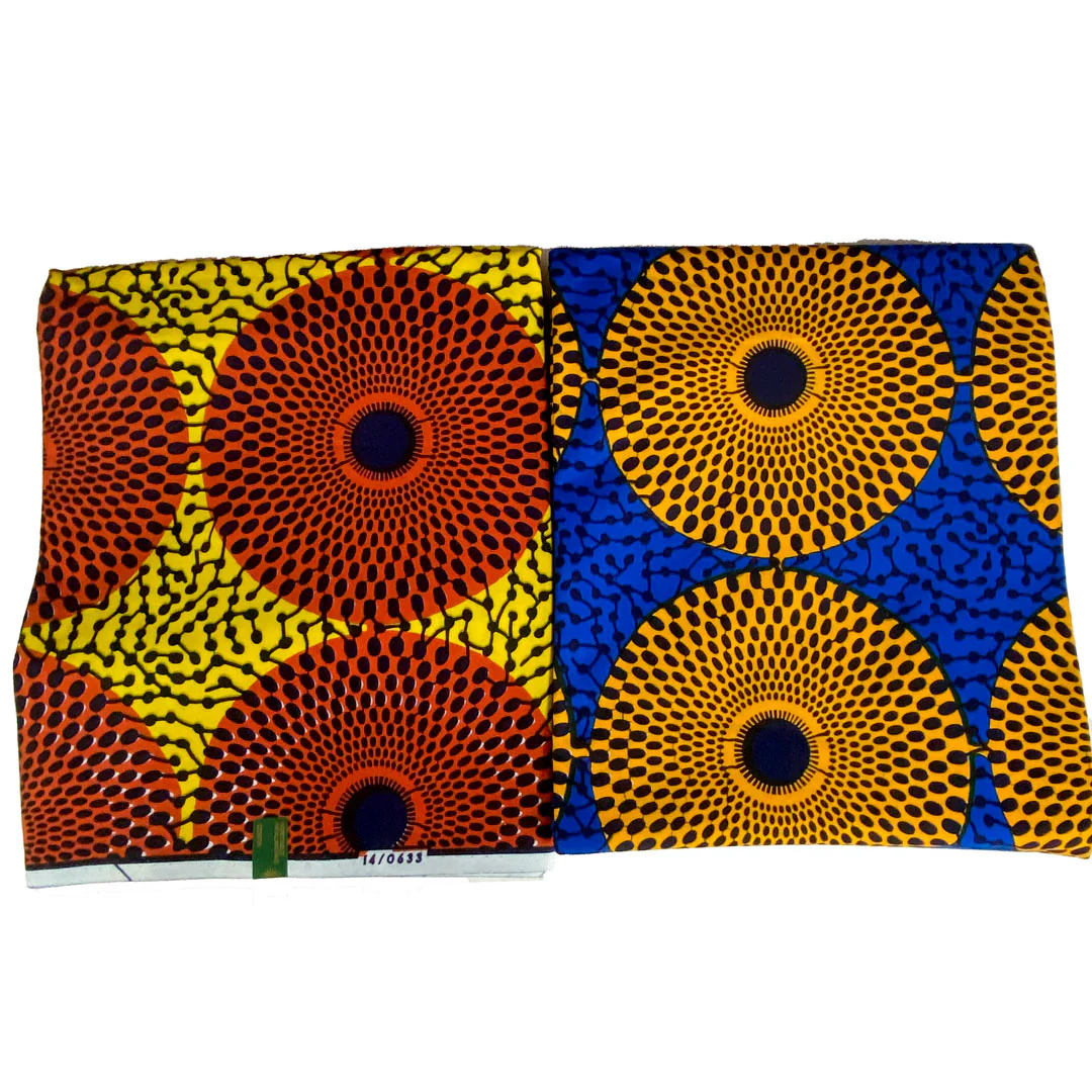 Tissu africain, Tissu wax hollandais Vlisco, disque ou Plaque-Plaque, couleur rouge/jaune/noir – Image 3