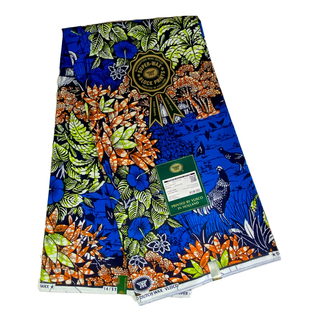 Tissu africain, Tissu Super wax hollandais Vlisco, Village Molokai bleu – Image 5