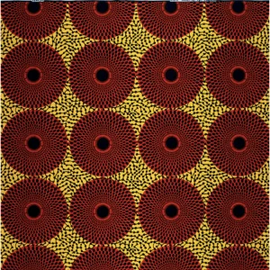 Tissu africain, Tissu wax hollandais Vlisco, disque ou Plaque-Plaque, couleur rouge/jaune/noir