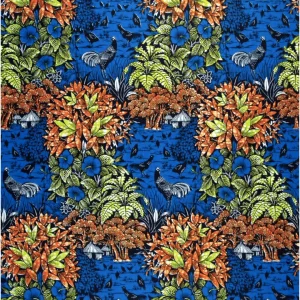 Tissu africain, Tissu Super wax hollandais Vlisco, Village Molokai bleu