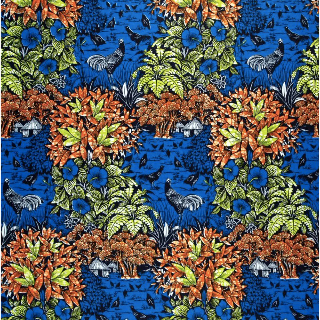 Tissu africain, Tissu Super wax hollandais Vlisco, Village Molokai bleu – Image 2