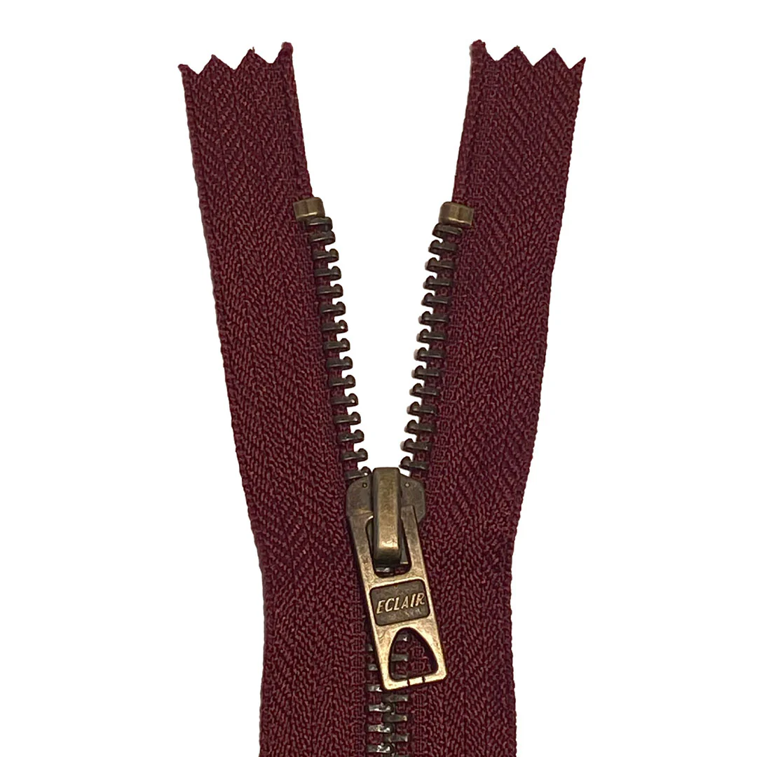 Fermeture Eclair métal Jeans rouge bordeaux, 6mm, Z14/870