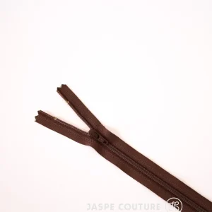 Fermeture éclair YKK non séparable marron, maille nylon 4mm