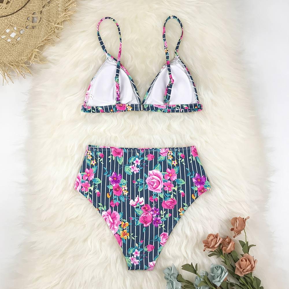 Bikini noir imprimé fleuri – Image 5