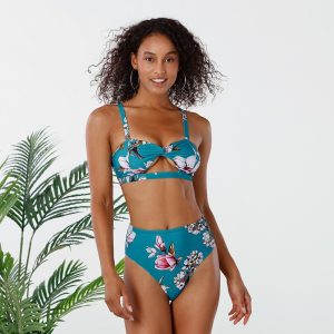 Bikini taille haute fleuri