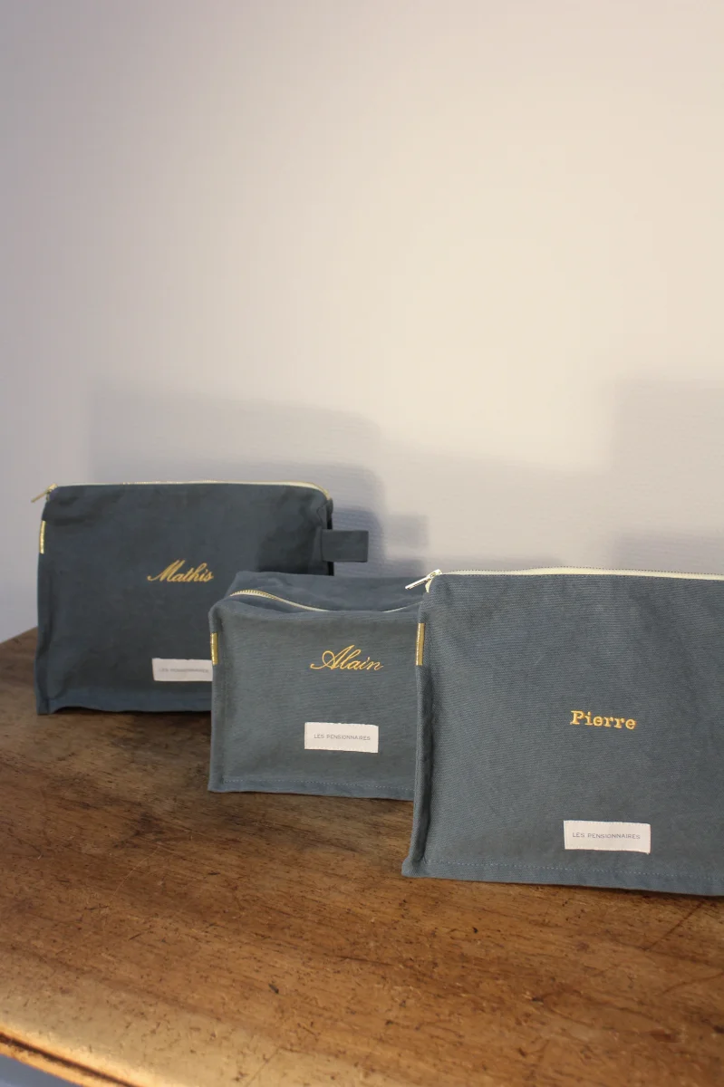 Trousse de toilette bleu horizon en épaisse toile de coton bio – Image 6