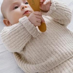 Brosse à cheveux bébé personnalisable en bois naturel et poils doux