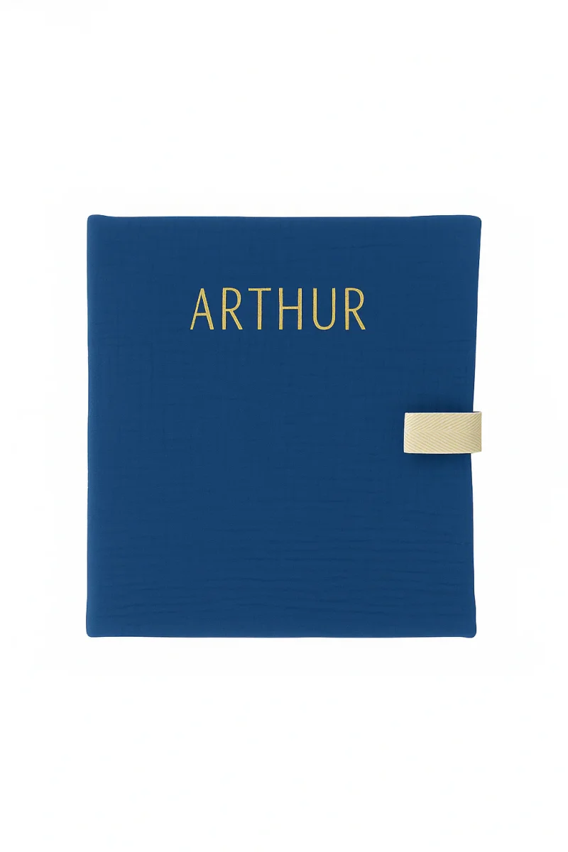 Cahier de coloriage personnalisable lavable et réutilisable en gaze de coton bleu