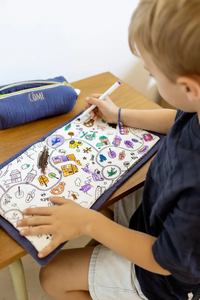 Cahier de coloriage personnalisable lavable et réutilisable en gaze de coton tangerine – Image 4