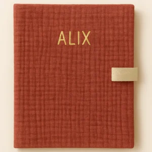 Cahier de coloriage personnalisable lavable et réutilisable en gaze de coton terracotta