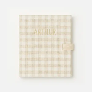 Cahier de coloriage personnalisable lavable et réutilisable en gaze de coton vichy beige