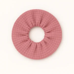 Chouchou cheveux accessoire vêtement femme en gaze de coton rose