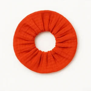 Chouchou cheveux accessoire vêtement femme en gaze de coton tangerine