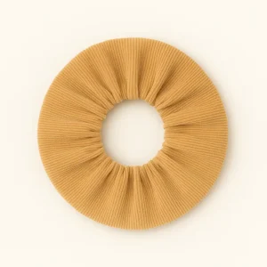 Chouchou cheveux accessoire vêtement femme en velours côtelé camel