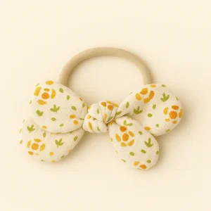 Chouchou cheveux fille nœud accessoire vêtement en gaze de coton à fleurs