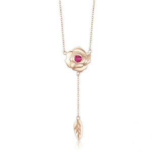 Collier femme fleur rose