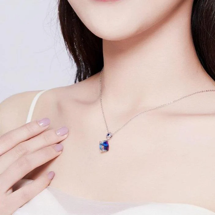 Collier fleur bleue – Image 4