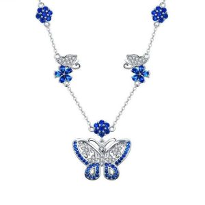 Collier papillon bleu