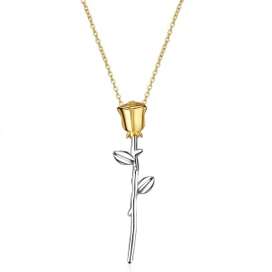 Collier rose fleur gold