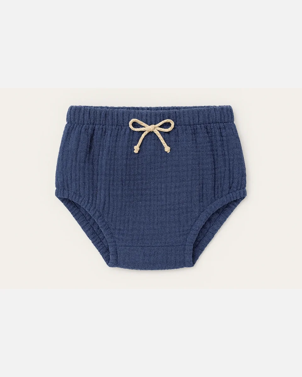 Culotte bloomer bébé personnalisable en gaze de coton bleu – Image 3
