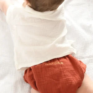 Culotte bloomer bébé personnalisable en gaze de coton terracotta