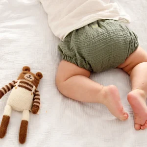 Culotte bloomer bébé personnalisable en gaze de coton vert