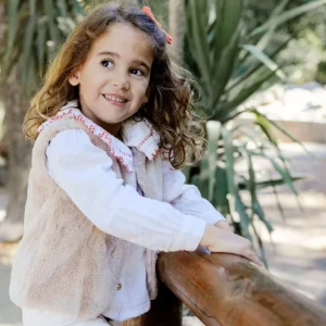 Gilet de berger vêtement bébé et enfant réversible Prado en fausse fourrure